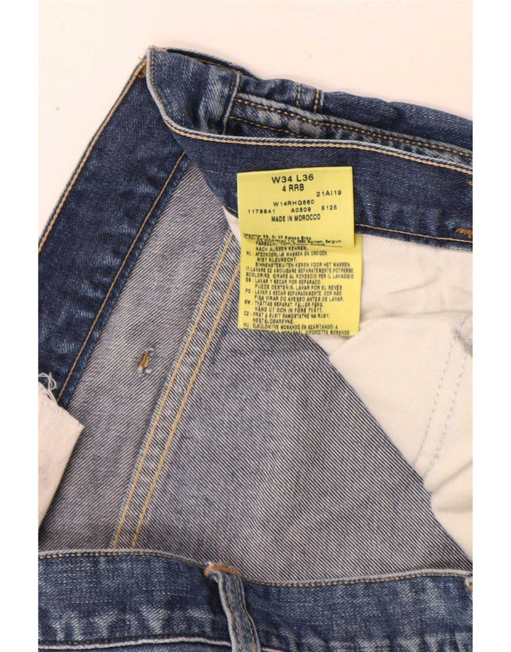Wrangler Herre 4 RRB Slim Jeans W34 L34 Blå Bomuld