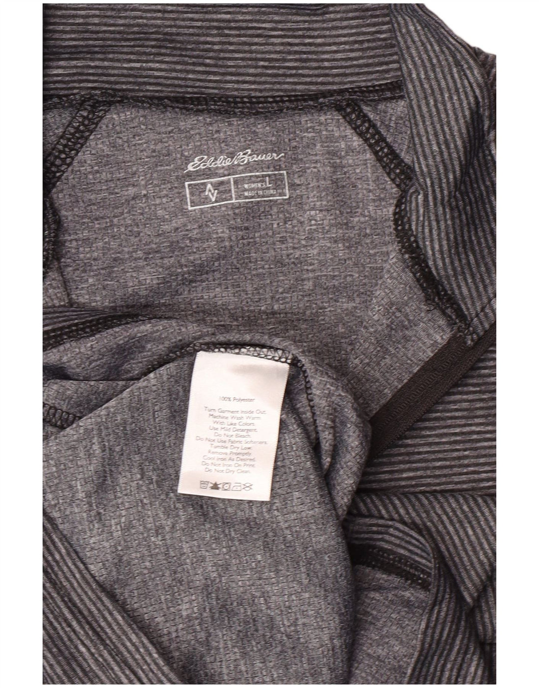 Eddie Bauer dame lynlås top langærmet UK 14 store grå stribede sport