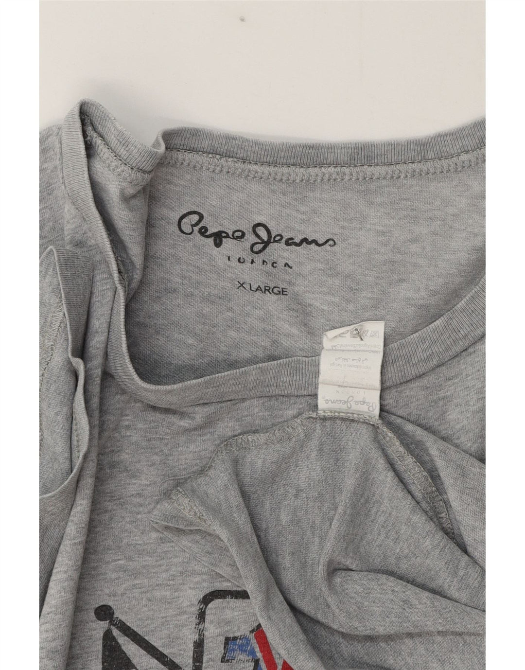 PEPE Jeans Herre grafisk T-shirt Top XL Grå Bomuld