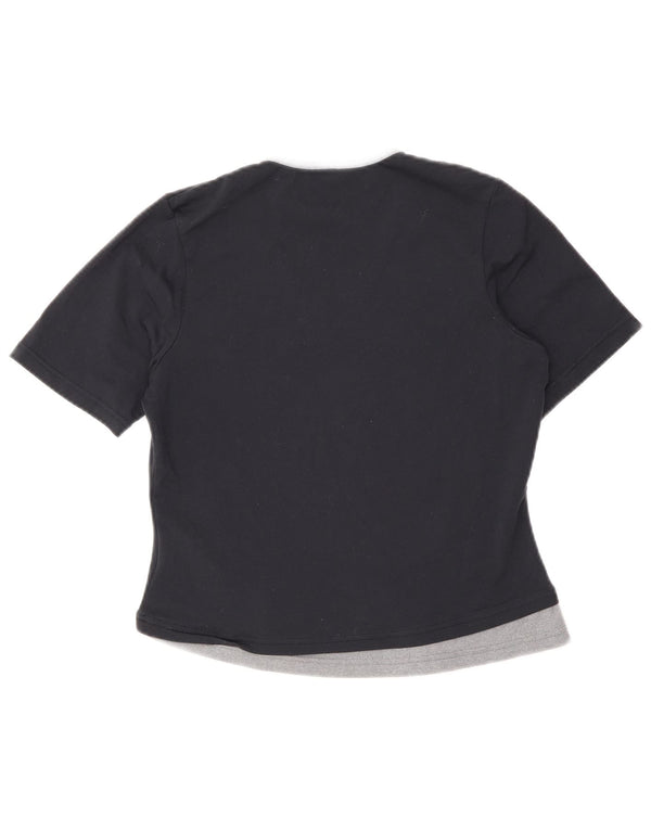 Nike Womens Crop T-Shirt Top US 4/6 Small Black Colourblock Nylon