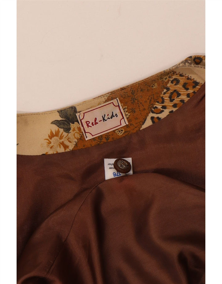 Vintage pigevest 15-16 år Brun Patchwork Triacetat