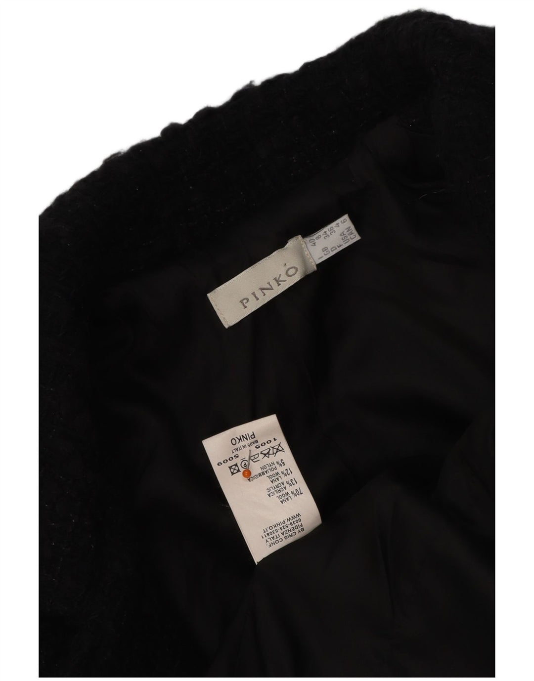 PINKO Dame Crop Blazer Jacket UK 8 Lille sort uld