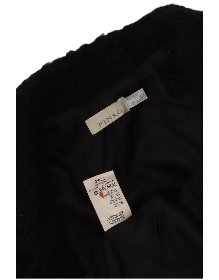 PINKO Dame Crop Blazer Jacket UK 8 Lille sort uld