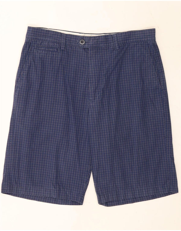 Marks & Spencer Herre Chino Shorts Large W34 Navy Blue Gingham Cotton