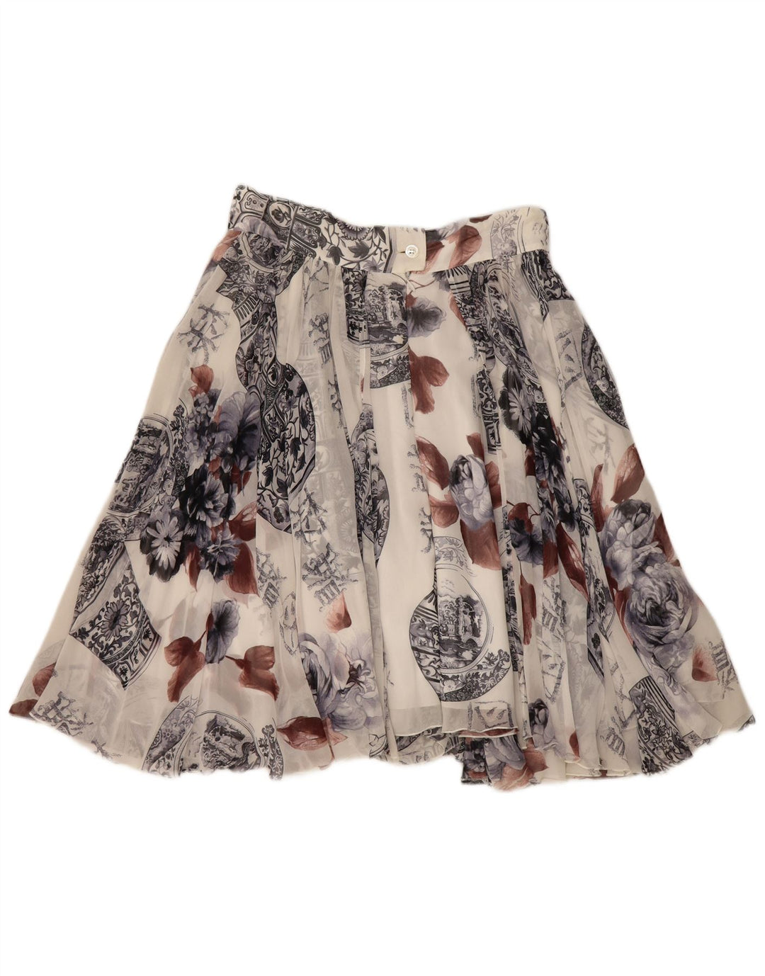 Sportmax Kvinder abstrakt mønster Mini Flared Skirt UK 14 Medium W28 White