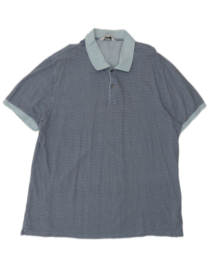 Calvin Klein Herre Classic Fit Polo Shirt Stor blå geometrisk bomuld