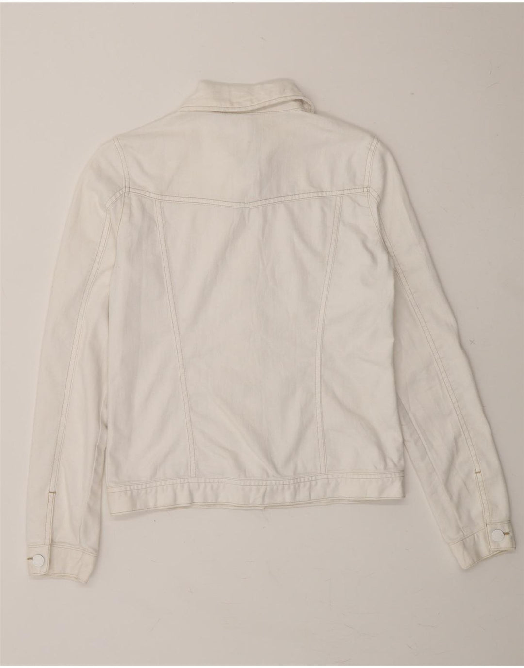 BENETTON Girls Denim Jacket 11-12 Years 2XL White Cotton Vintage Benetton and Second-Hand Benetton from Messina Hembry 