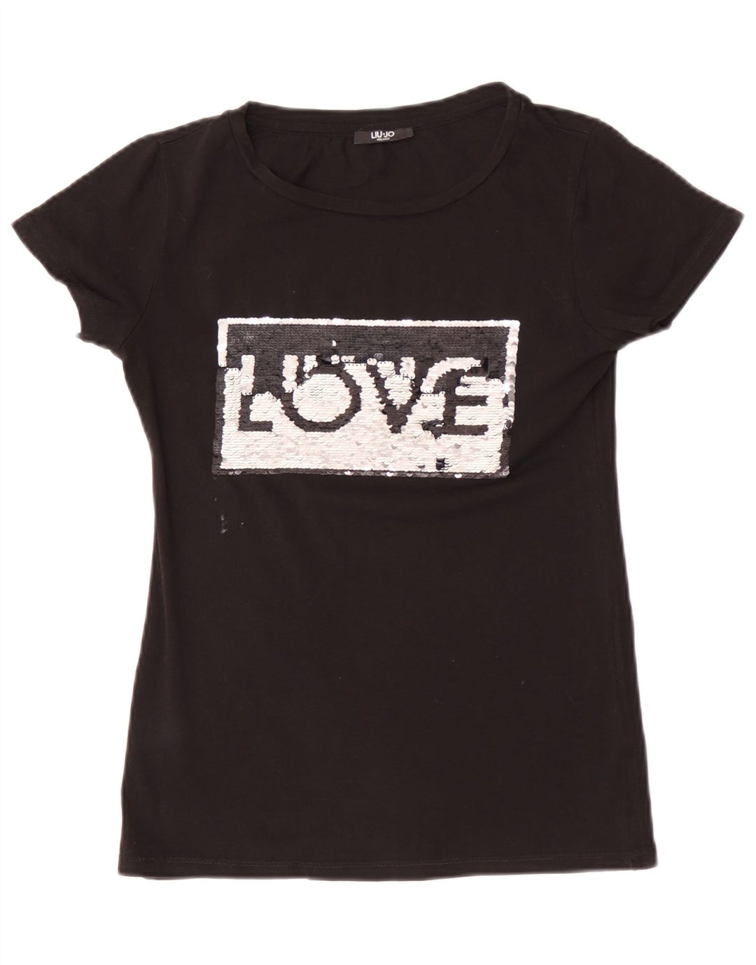Liu Jo Grafisk T-shirt top til kvinder UK 10 Lille Sort