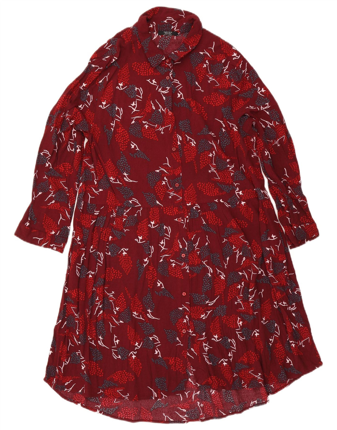 Parfois kvinders abstrakt mønster lagdelt kjole UK 14 Medium Burgundy Viscose