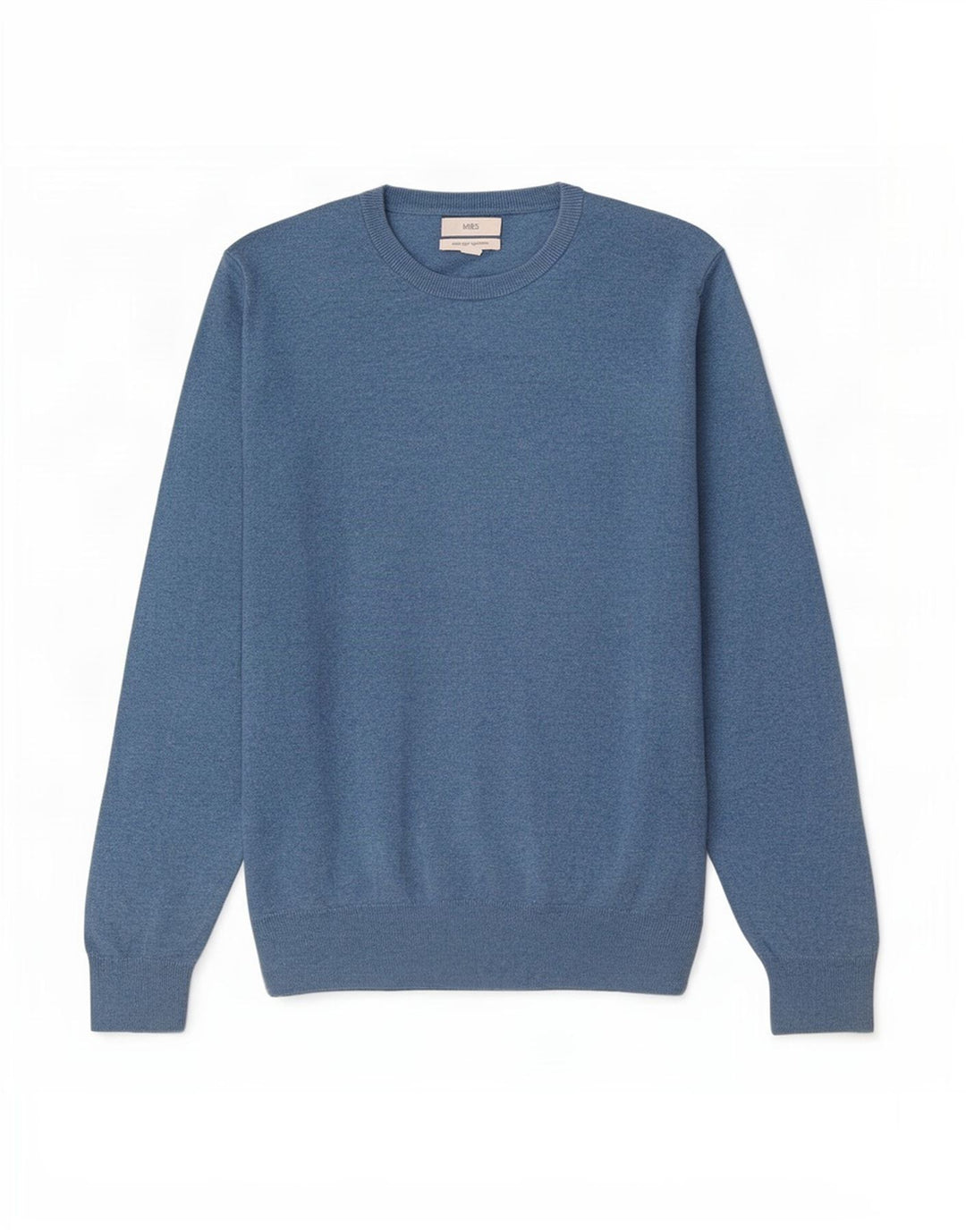 Marks & Spencer Herre sweater med rund hals, stor blå bomuld