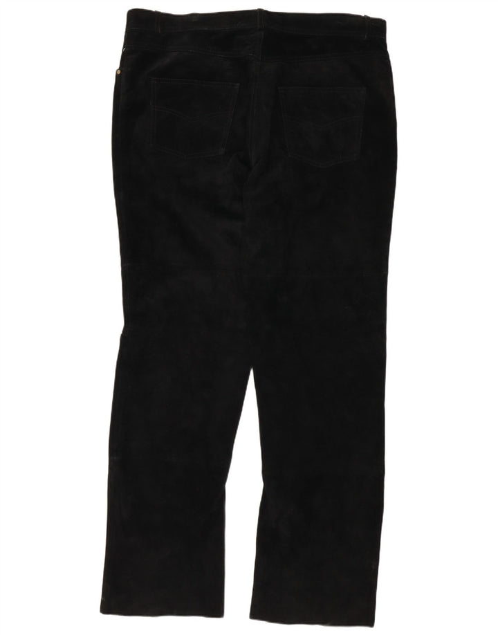 Autentiske herre lige ruskindsbukser 2XL W38 L32 sort læder