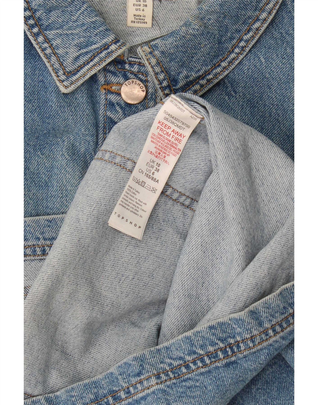 Topshop Dame Oversized Denim Jacket UK 10 Small Blue Cotton