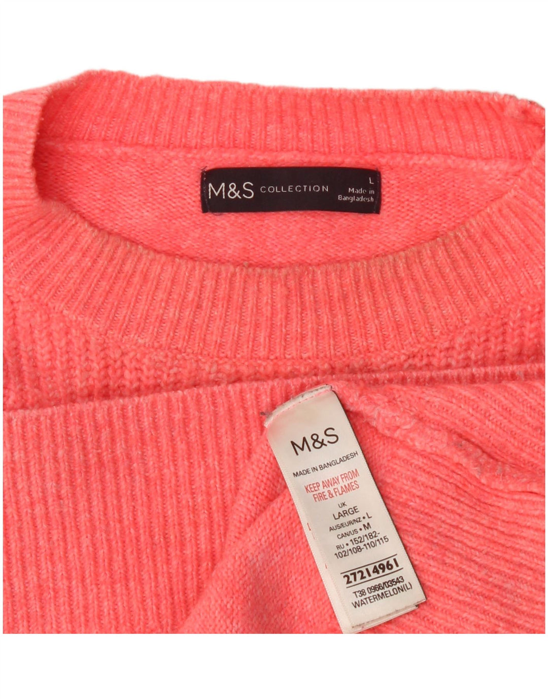 Marks & Spencer Dame Oversized Crew Neck sweater UK 16 Large Pink
