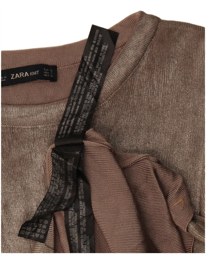 Zara Damebluse Top UK 10 Small Beige Viscose