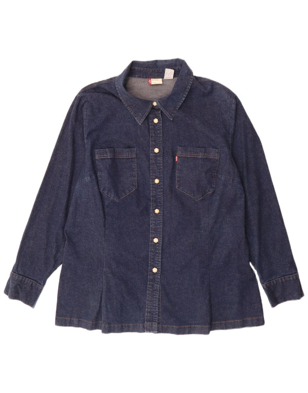 Levi's Dame Denim Shirt UK 18 XL Marineblå Bomuld