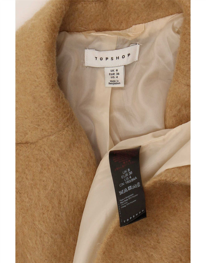 Topshop Dame Overfrakke UK 8 Small Beige Polyester