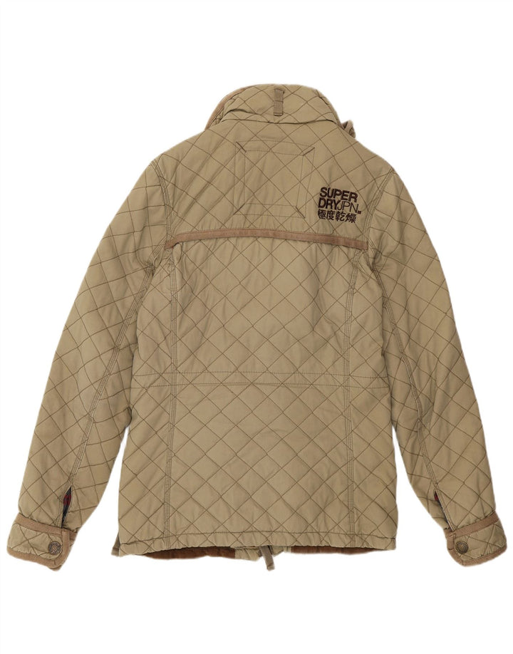 Superdry Womens Motorstyle Grafisk Quiltet Jakke UK 10 Small Khaki