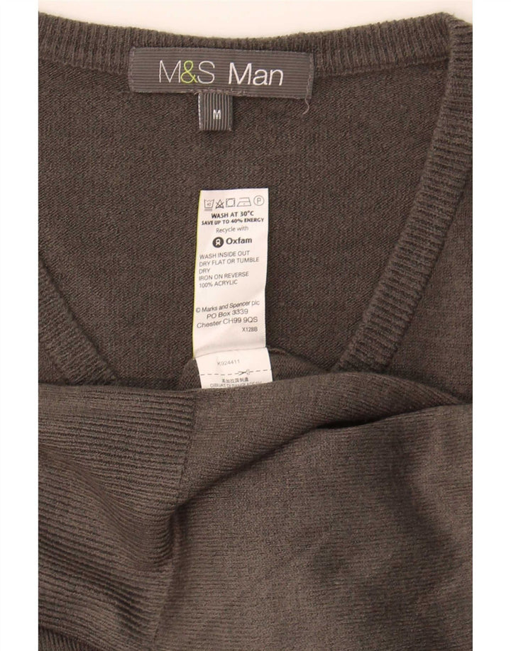 Marks & Spencer Herre V-hals sweater Medium Grå Akryl