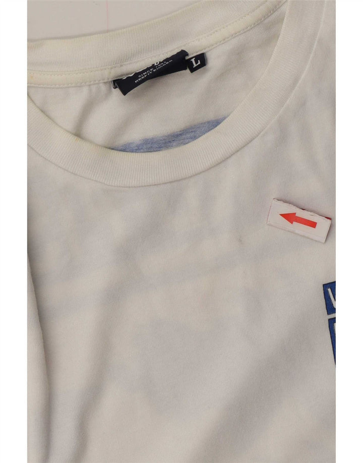 Weird Fish Herre Grafisk T-Shirt Top Stor Hvid Bomuld