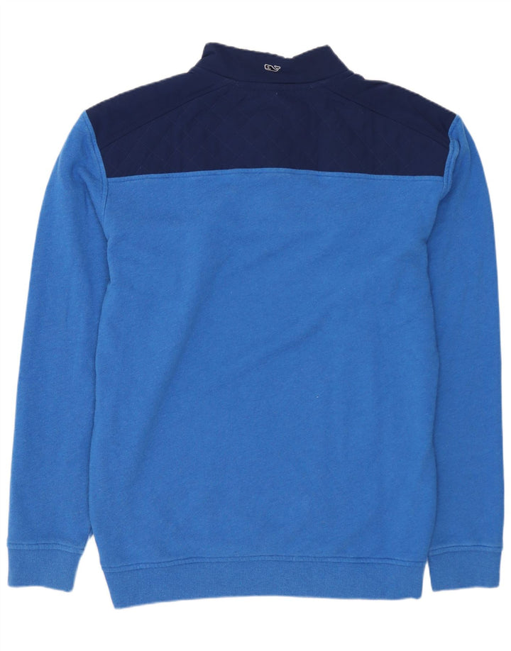 VINEYARD VINES Herre Button Neck Sweatshirt Jumper Medium Blue Colourblock