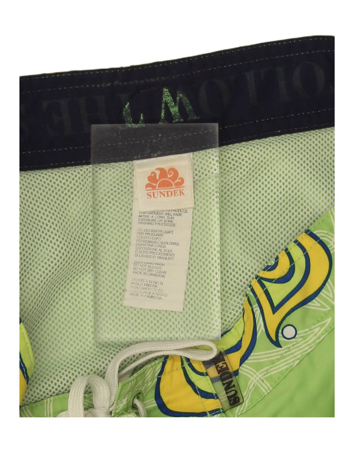 SUNDEK Mens Swimming Shorts Medium  Green Floral Polyester Vintage Sundek and Second-Hand Sundek from Messina Hembry 