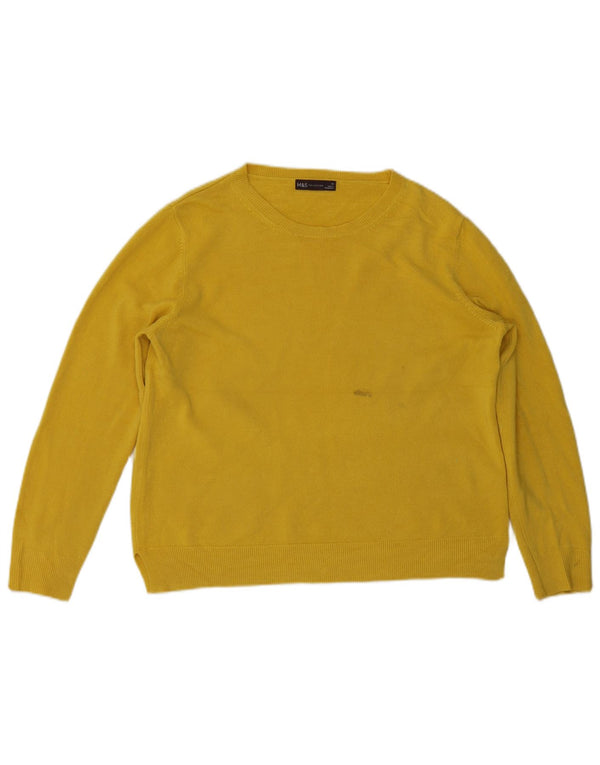 Marks & Spencer Dame sweater med rund hals DK 16 Stor gul akryl