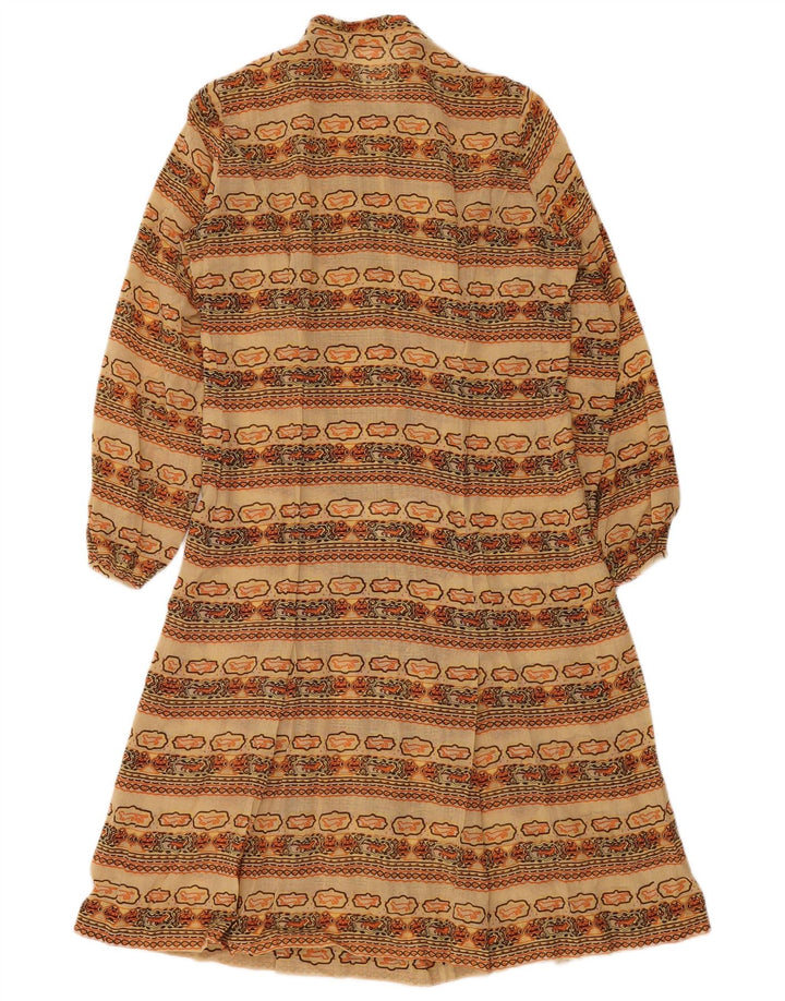Vintage Kvinder A-Line Kjole UK 12 Medium Flerfarvet Fair Isle