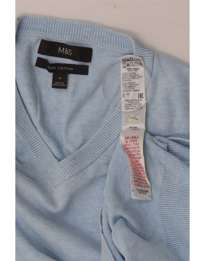 Marks & Spencer Herre V-hals sweater mellemblå bomuld