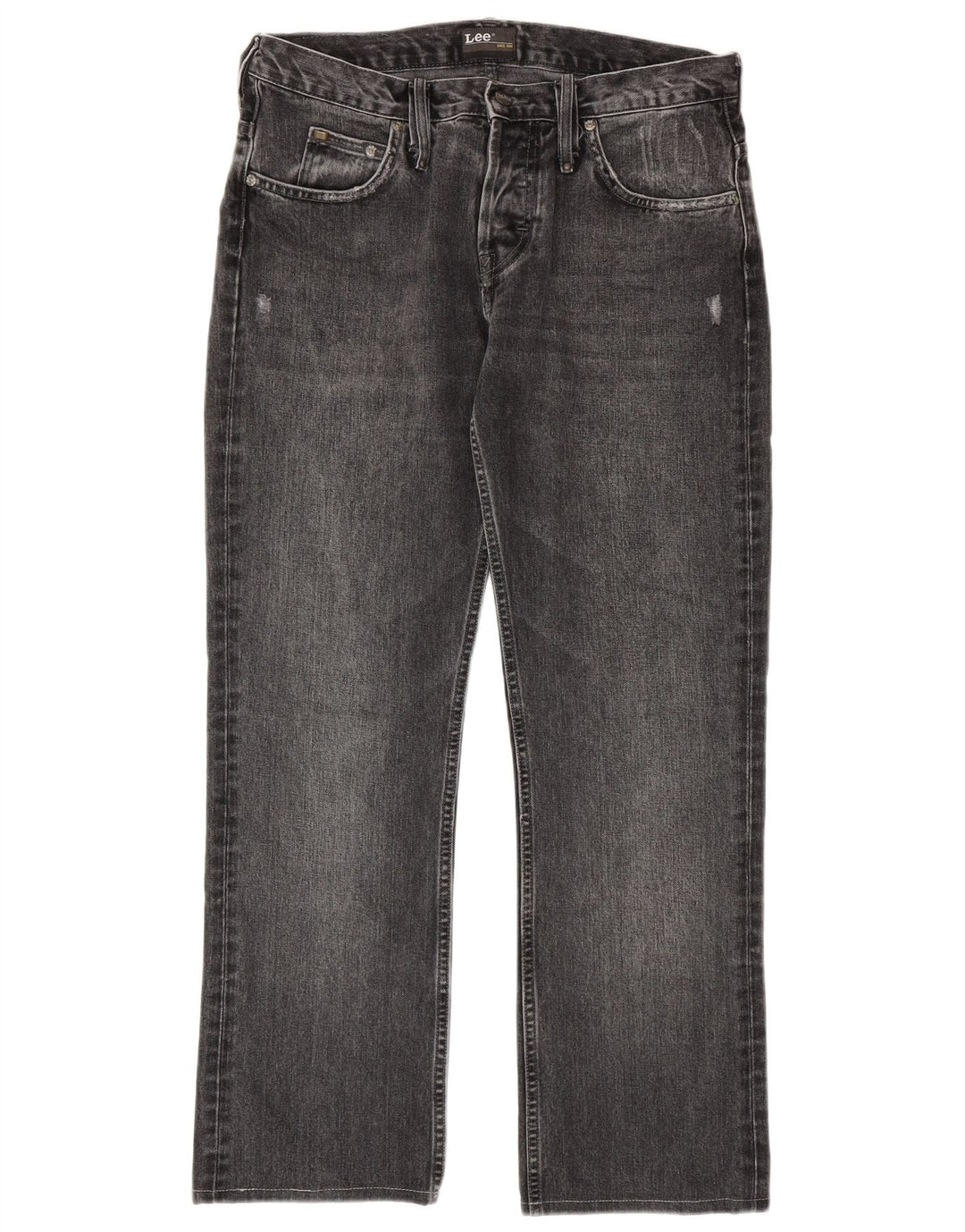 LEE Herre Knox Distressed Straight Jeans W32 L29 Grå Bomuld