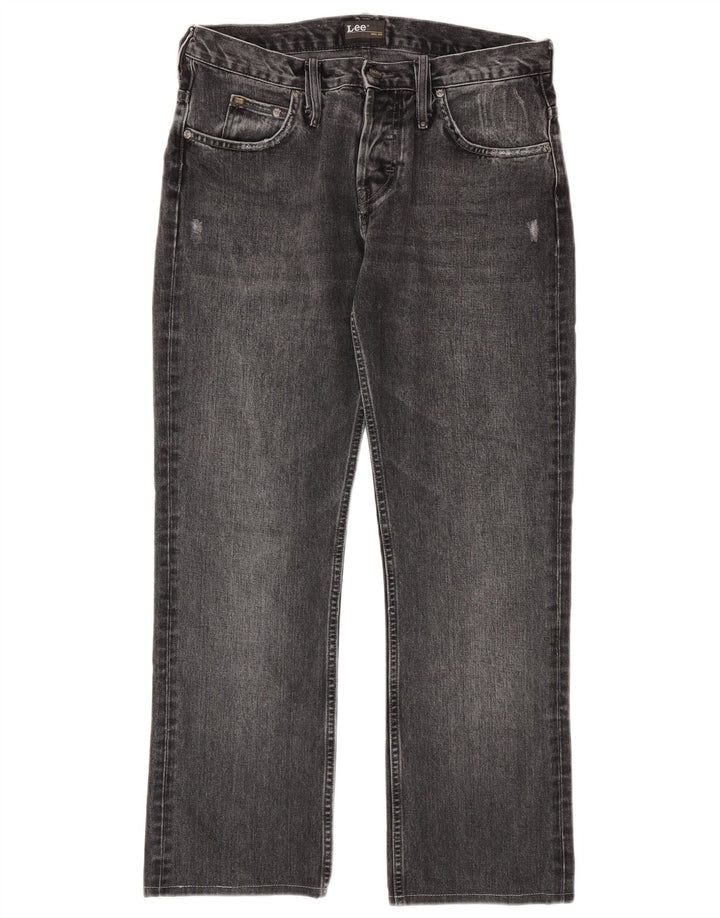 LEE Herre Knox Distressed Straight Jeans W32 L29 Grå Bomuld