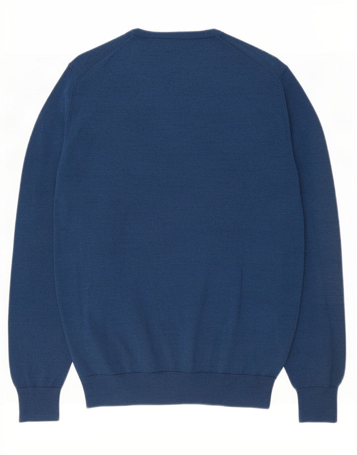 Marks & Spencer Herre sweater med rund hals, mellemblå Merinould