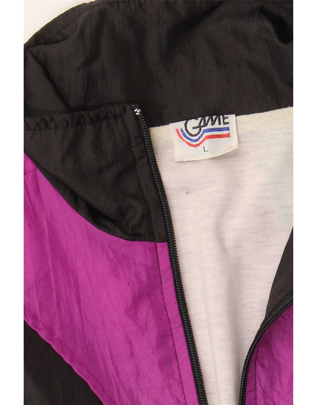 Vintage træningsdragt til mænd Topjakke Stor sort Colourblock Nylon