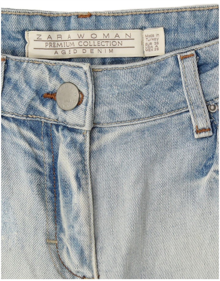 Zara Dame Denim Shorts EU 36 XS W26 Blå