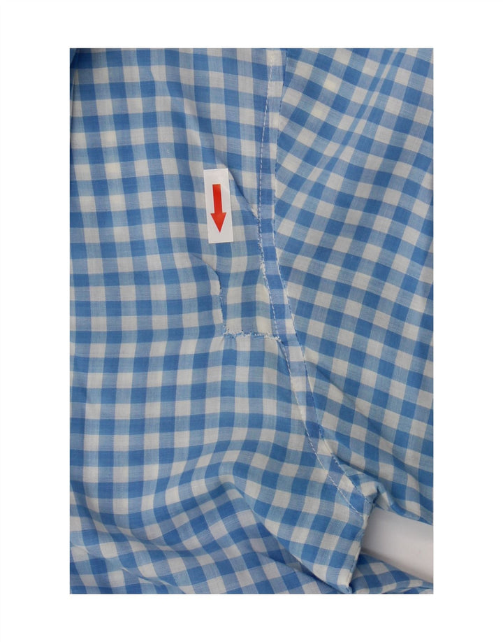 Vintage Kortærmet Herreskjorte Stor Blå Gingham Polyester
