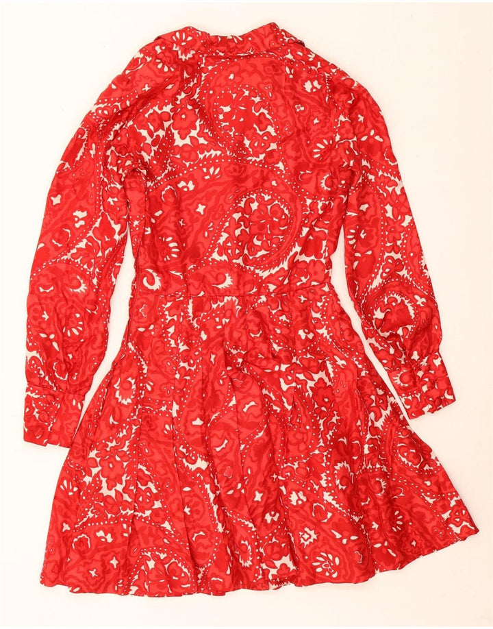 Vintage Dame A-Line Kjole UK 12 Medium Red Paisley