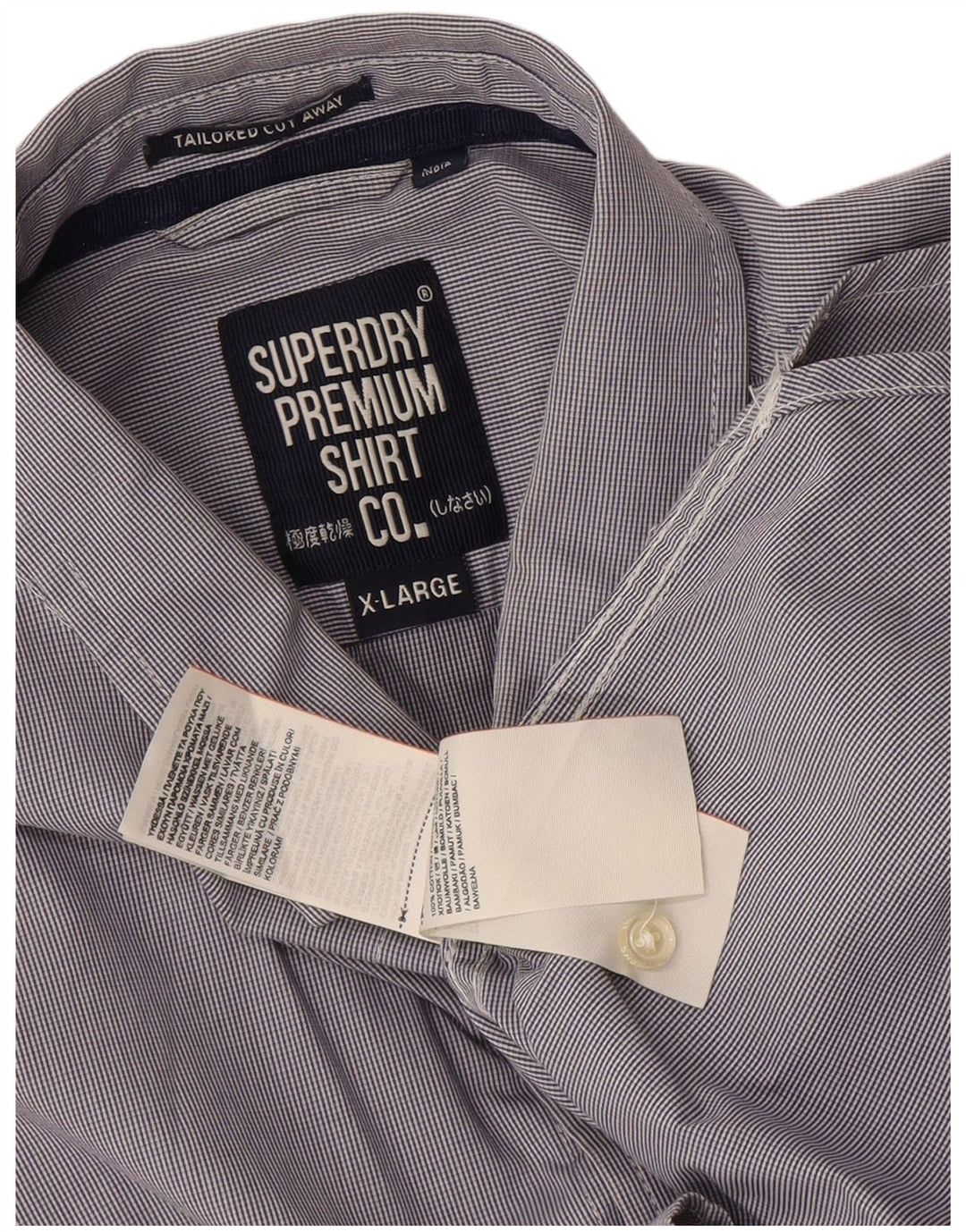 Superdry herreskjorte XL marineblå nålestribet bomuld