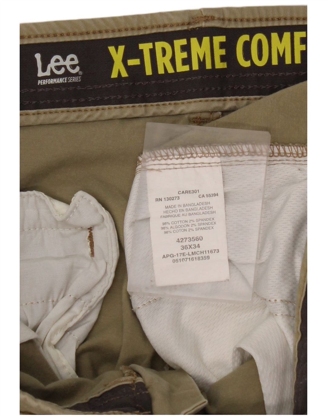LEE Herre X-treme Comfort Lige Chinobukser W36 L34 Beige Bomuld