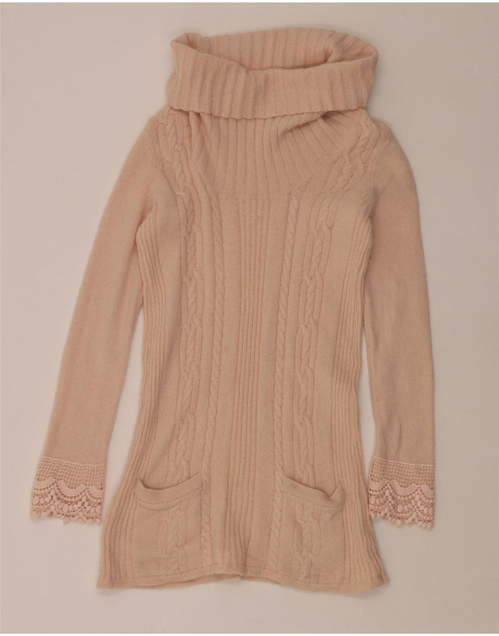 Laura Ashley Dame Rullehals Sweater UK 12 Medium Pink Lammeuld