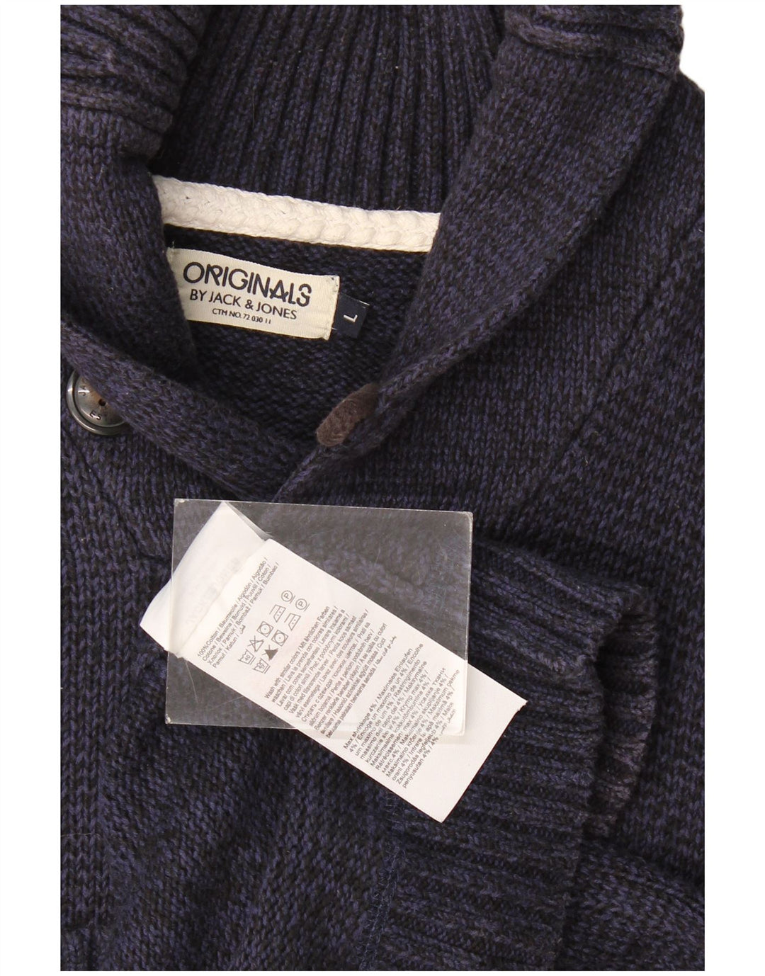 Jack & Jones Herre Shawl Neck Jumper Sweater Stor Marineblå Bomuld