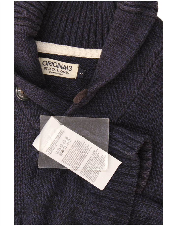Jack & Jones Herre Shawl Neck Jumper Sweater Stor Marineblå Bomuld