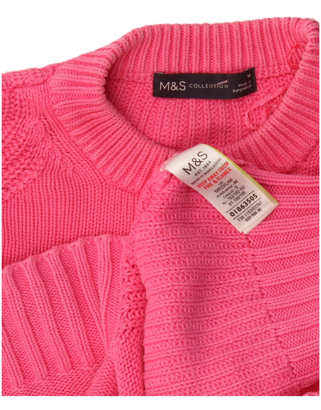 Marks & Spencer Womens Oversized Crew Neck Jumper Sweater UK 14 Medium Pink