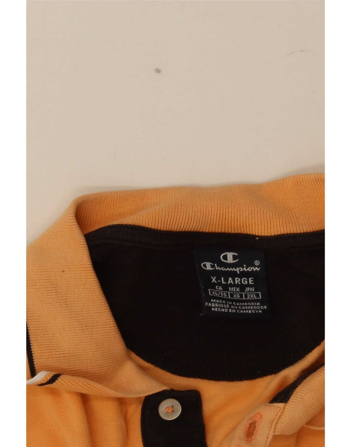 Champion herre poloshirt XL orange stribet