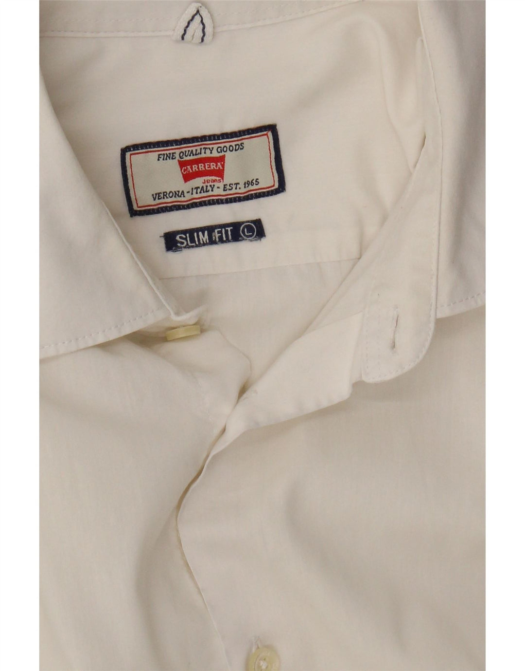 CARRERA Mens Slim Fit Shirt Large White Vintage Carrera and Second-Hand Carrera from Messina Hembry 
