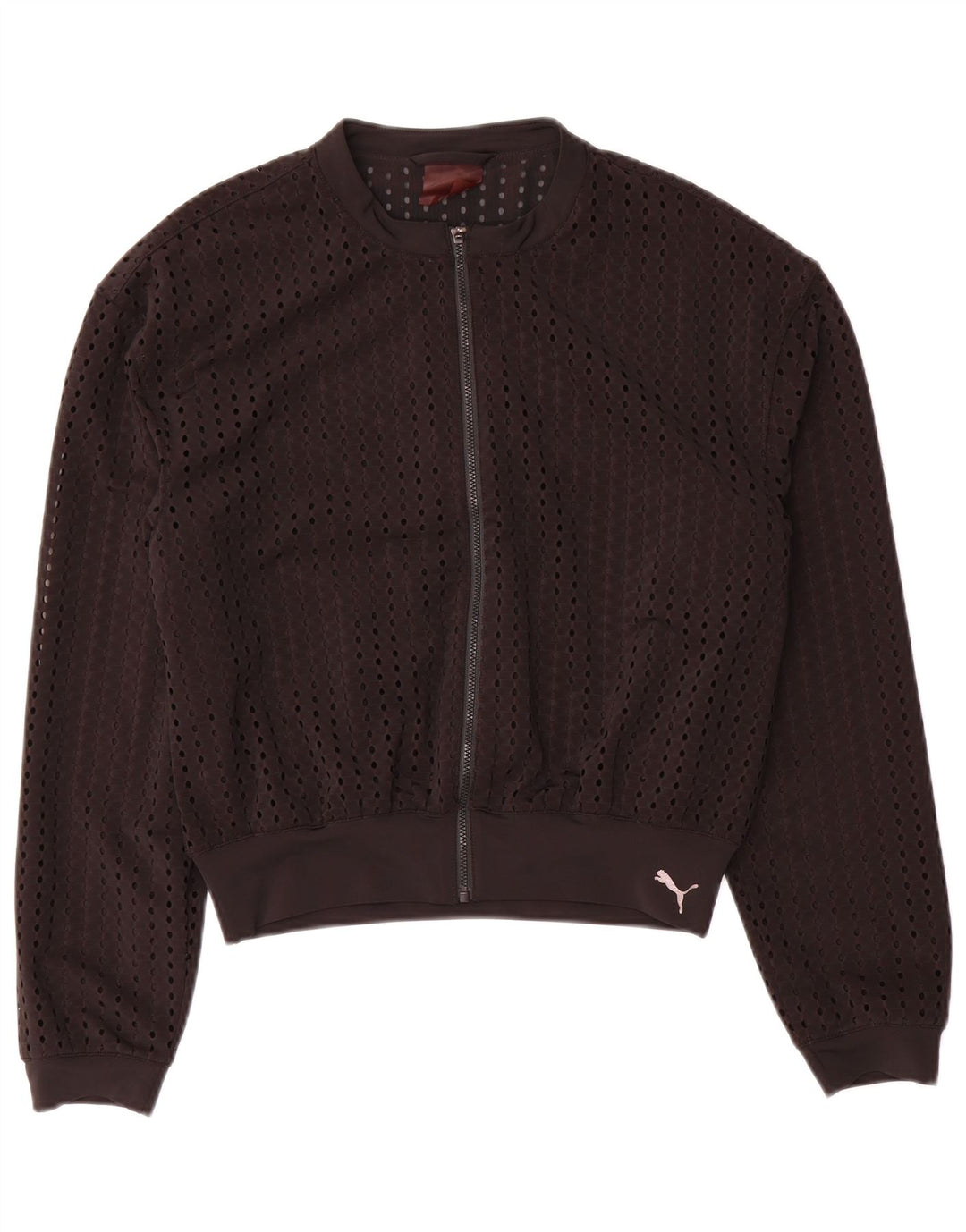 PUMA Dame Oversized Crop Grafisk træningsdragt Topjakke UK 10 Lille Sort