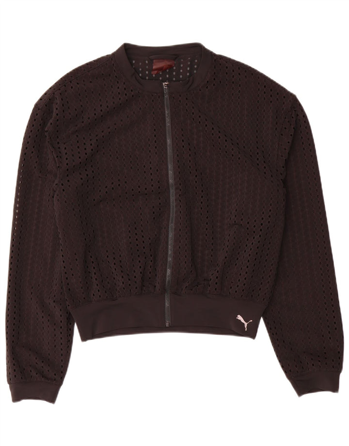 PUMA Dame Oversized Crop Grafisk træningsdragt Topjakke UK 10 Lille Sort