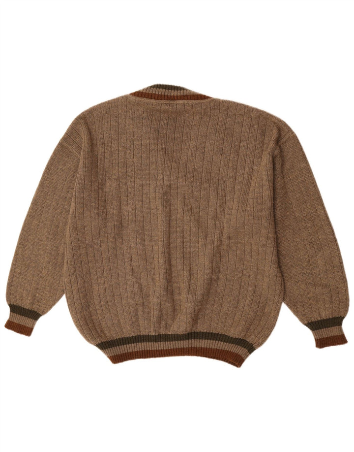 Vintage herre V-hals sweater XL beige uld