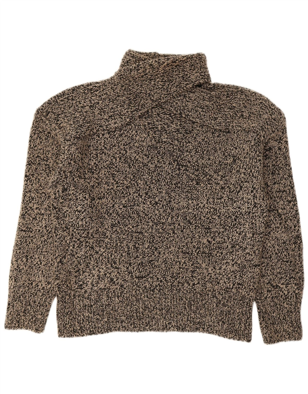 Zara Dame Turtle Neck Jumper Sweater UK 14 Medium Black Flecked Acryl