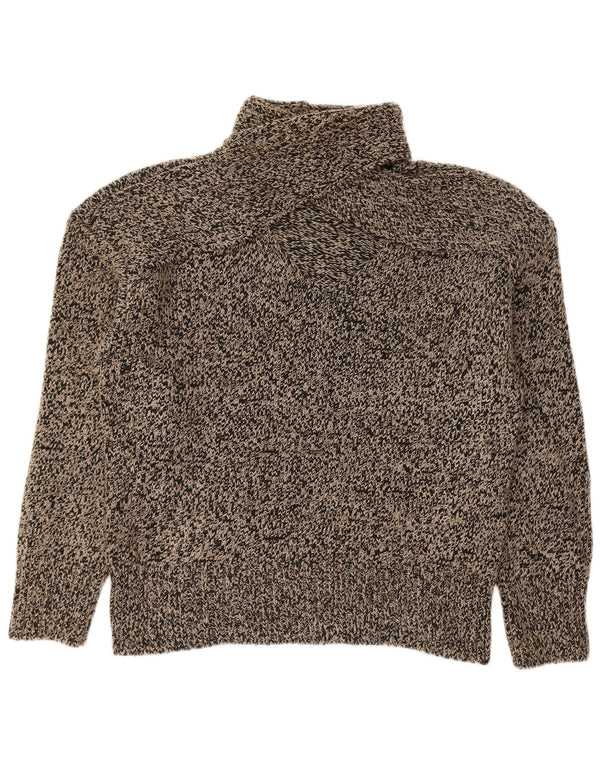 Zara Dame Turtle Neck Jumper Sweater UK 14 Medium Black Flecked Acryl