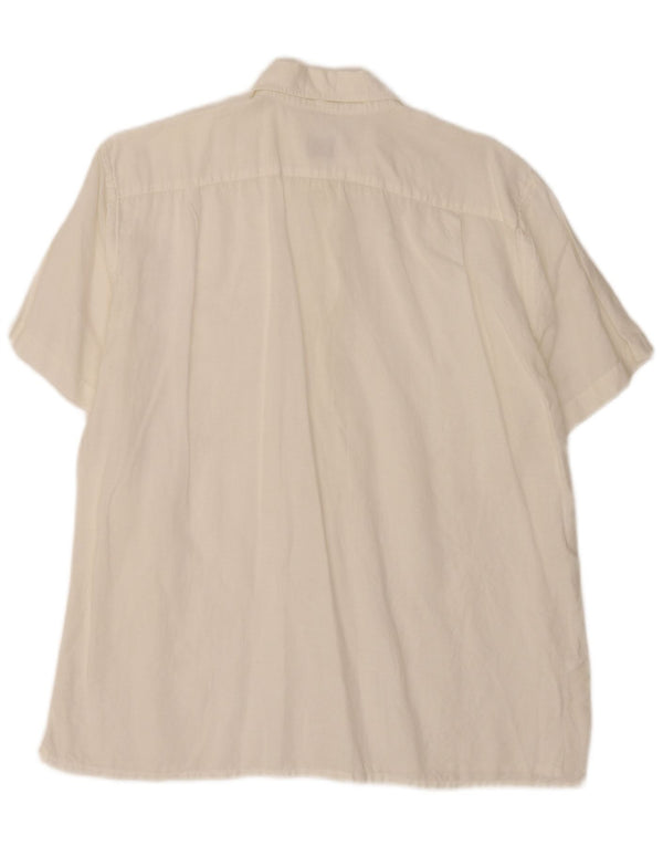Lacoste Herre Kortærmet Pullover Shirt Størrelse 42 Large White Linen