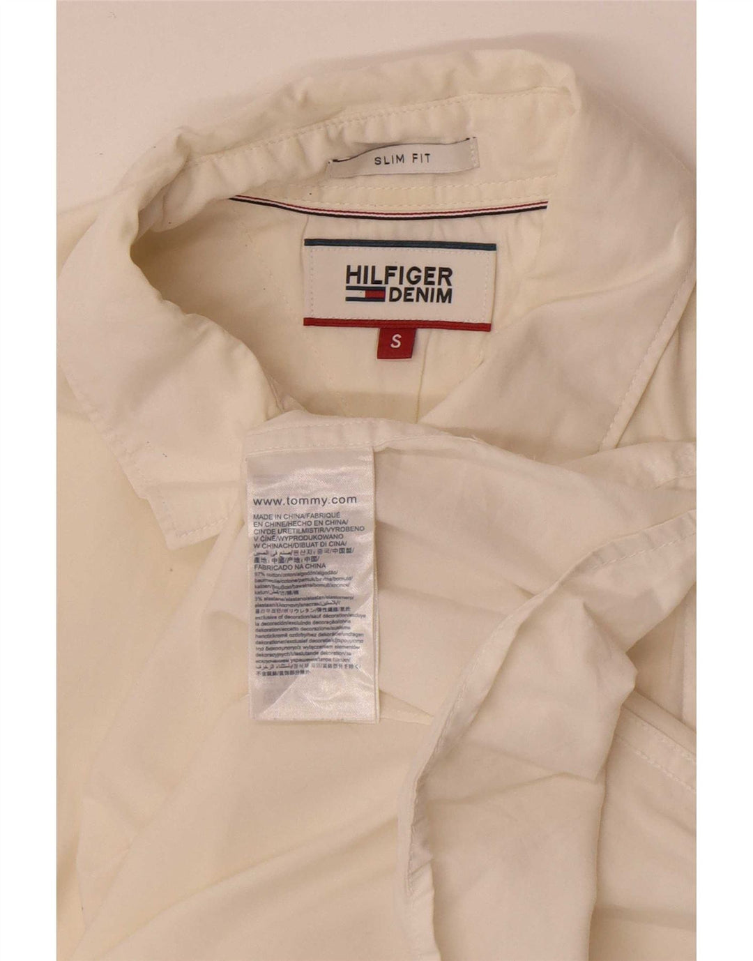Tommy Hilfiger Slim Fit skjorte til mænd, lille råhvid bomuld